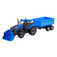 Cavallino tractor met lader en aanhang kiepwagen blauw, schaal 1:32 - thumbnail