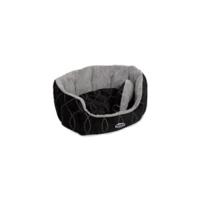 Nobby, Ovaal bed met vulling van pluche met omkeerbaar kussen, 45 x 40 x 19 cm, zwart - thumbnail