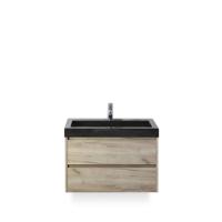 Dante Badmeubelset 80 cm - Craft Oak - Wastafel Hardsteen Wit Lucca - thumbnail