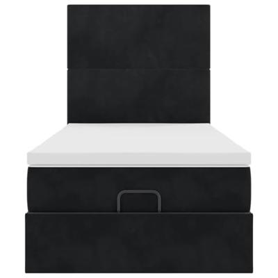 Ottoman bed met matrassen 80x200cm fluweel zwart
