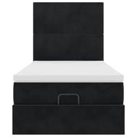 Ottoman bed met matrassen 80x200cm fluweel zwart - thumbnail