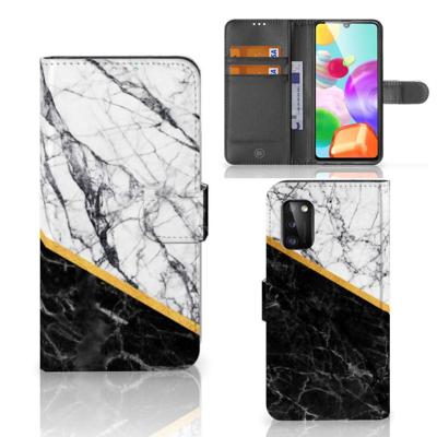 Samsung Galaxy A41 | Bookcase | Marmer Wit Zwart - Origineel Cadeau Man