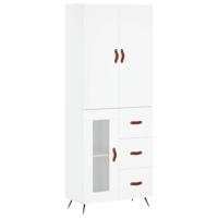 Hoge kast 69,5x34x180 cm bewerkt hout wit - thumbnail