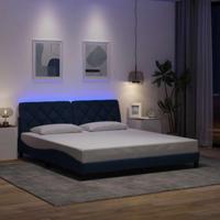 Bedframe met LED zonder matras 180x200 cm stof blauw - thumbnail