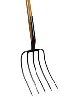 Mestvork 5 tanden houten steel 85 cm met T-greep en vaste veer verbinding - thumbnail