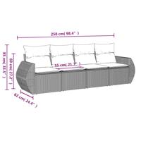 4-delige Loungeset met kussens poly rattan beige - thumbnail