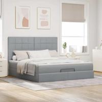 Ottoman bed met matras 160x200cm stof lichtgrijs - thumbnail