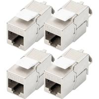 DIGITUS Keystone module Cat-6A afgeschermd - 4 stuks - RJ45 jack - 500 MHz 10GBase-T - AWG 26-22 - Ontwerp - Met kabelbinder - Montage zonder gereedschap - thumbnail