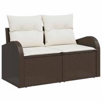 Tuinbankenset met kussen 5 pcs Bruin en wit poly rattan - thumbnail