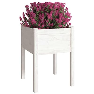 VidaXL Plantenbak 50x50x70 cm massief grenenhout wit