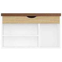 VidaXL Schoenenbank met kussen 80x30x47 cm hout wit sonoma eiken - thumbnail
