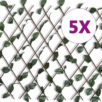VidaXL Tuinlatwerk 5 st met kunstbladeren 180x90 cm wilg