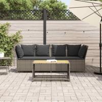 Tuinbank met kussens poly rattan grijs - thumbnail