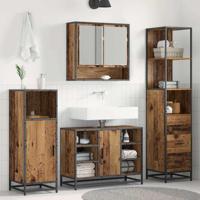 Badkamer Kast met lade met plank Oud hout 35 x 37.5 x 166 cm - thumbnail