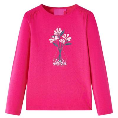 Kindershirt met lange mouwen bloemenprint 92 felroze