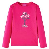 Kindershirt met lange mouwen bloemenprint 92 felroze - thumbnail