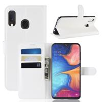 Litchi textuur horizontale Flip lederen case voor Galaxy A20e met portemonnee & houder & card slots (wit) - thumbnail
