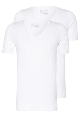 Schiesser T-shirt 95/5 met V-hals 2-pack wit