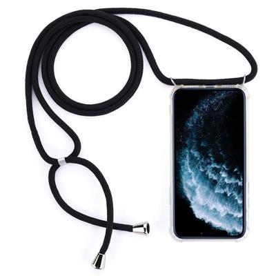 Vierhoek anti-val trasparent TPU mobiele telefoon geval met Lanyard voor iPhone 11 Pro (zwart) Vierhoek anti-val trasparent TPU mobiele telefoon geval met Lanyard voor iPhone 11 Pro (zwart)