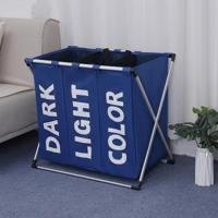 Opvouwbare drie grid vuile kleren Wasserij belemmert organisator Home opslag mand (blauw) - thumbnail