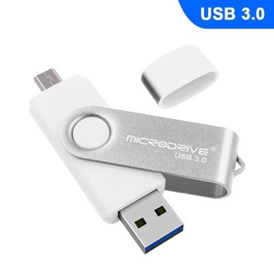 MicroDrive 16GB USB 3 0 Android telefoon & computer dual-use roterende metalen U-schijf (wit)