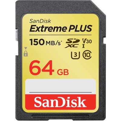 Sandisk Extreme PLUS flashgeheugen 64 GB SDXC Klasse 3 UHS-I