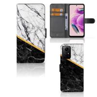 Xiaomi Redmi Note 12S | Bookcase | Marmer Wit Zwart - Origineel Cadeau Man - thumbnail