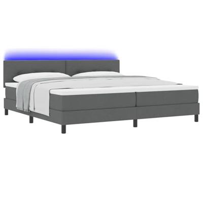 Boxspringbed met matras en LED stof donkergrijs 200x200 cm