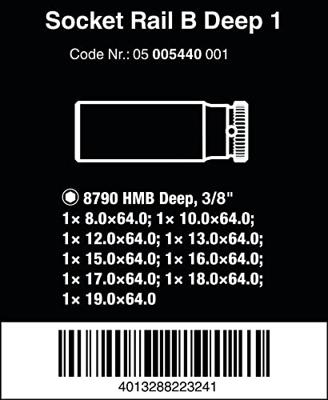 Wera B Deep 05005440001 Dopsleutelset Inch 3/8 9-delig
