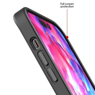 Lunso - iPhone 15 Pro Max - Back cover hoesje - Metalen ring Lichtroze