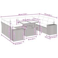 10-delige Loungeset met kussens poly rattan zwart - thumbnail