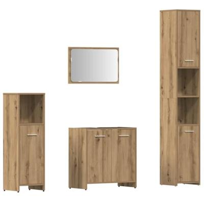 4-delige Badkamermeubelset bewerkt hout artisanaal eikenkleur