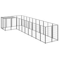 Hondenkennel 7,26 m² staal zwart - thumbnail