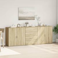 Dressoirs 3 st bewerkt hout sonoma eiken - thumbnail