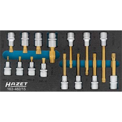 HAZET Dopsleutelbitset - XZN 163-482/15 - 1/2 inch (12,5 mm) vierkant hol - Binnenveeltandprofiel XZN - 15-delig - M5 - M12