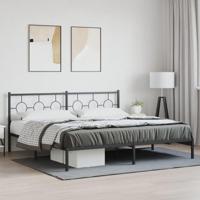 Bedframe met hoofdbord metaal zwart 193x203 cm - thumbnail