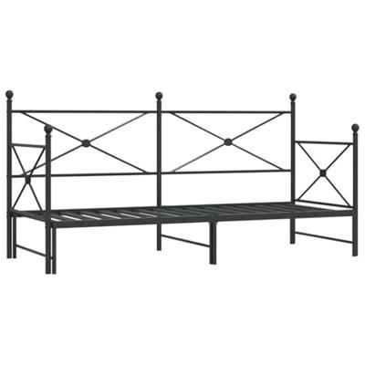 Slaapbank met onderschuifbed zonder matras 80x200cm staal zwart