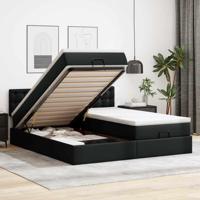 Ottoman bed met matrassen 200x200cm kunstleer zwart - thumbnail