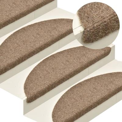 VidaXL Trapmatten zelfklevend 5 stuks 56x17x3 cm beige halfrond