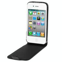 iPhone 4 & 4S vertikaal PU leren Flip Hoesje (zwart) - thumbnail