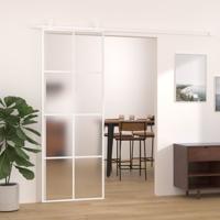 VidaXL Schuifdeur 76x205 cm mat esg-glas en aluminium wit - thumbnail