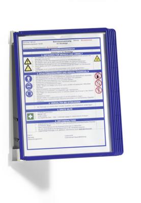 Durable Wandhouder | 5 zichtpanelen | donkerblauw | met profielframef. | 1 stuk - 555107 555107