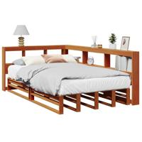 Bed met boekenkast zonder matras grenenhout wasbruin 120x190 cm - thumbnail