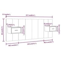 Hoofdbord met kastjes bewerkt hout betongrijs - thumbnail