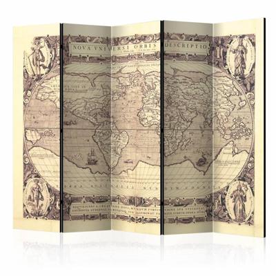 Vouwscherm / Kamerscherm - Nova Universi Orbis Descriptio, wereldkaart 225x172cm , gemonteerd geleverd, dubbelzijdig geprint