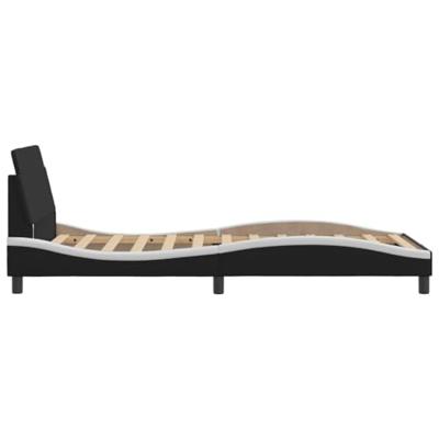 Bedframe met hoofdbord kunstleer zwart en wit 100x200 cm Bedframe met hoofdbord kunstleer zwart en wit 100x200 cm