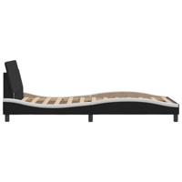 Bedframe met hoofdbord kunstleer zwart en wit 100x200 cm - thumbnail