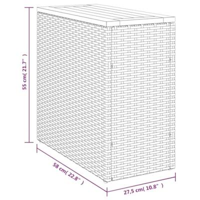 Tuinbijzettafel met houten blad 58x27,5x55 cm poly rattan grijs - thumbnail
