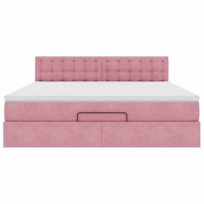 Ottoman bed met matras 180x200 cm fluweel roze