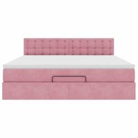 Ottoman bed met matras 180x200 cm fluweel roze - thumbnail